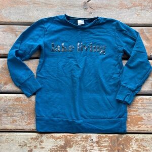 Posh & Cozy Bamboo Blend Blue “Lake Living” Crewneck Sweater - Size Small (5/6)